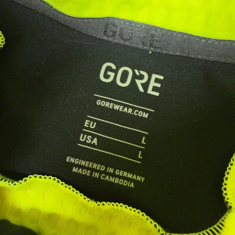 Gore Wear Neon Yellow Cycling Jacket Full Zip Reflective Mens Large Biking